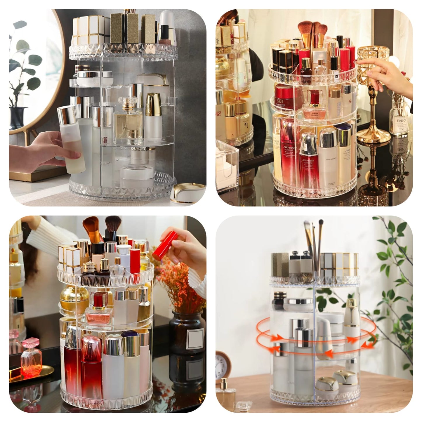 360° Rotating Diamond Cut Cosmetic Organizer ā Makeup Storage Holder
