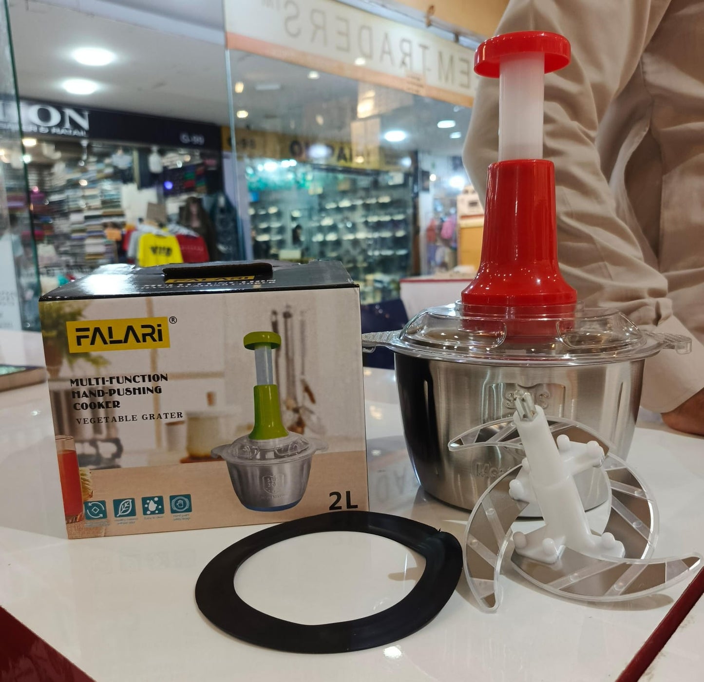 2.0L Premium Push Chopper – 4 Blades Stainless Steel Meat & Vegetable Cutter