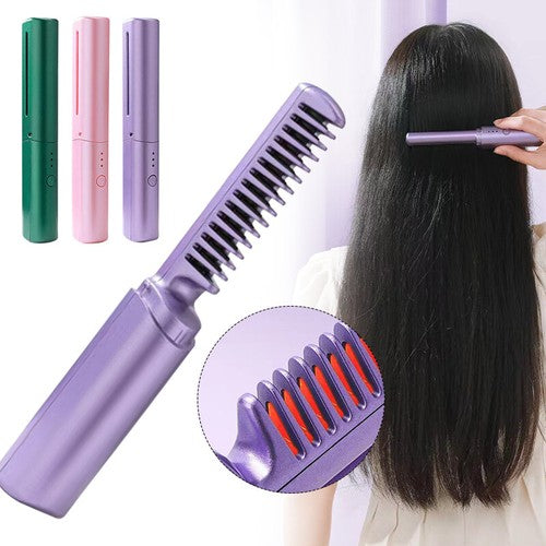 Rechargeable Wireless Heat Comb โ Portable Hair Straightening Brush