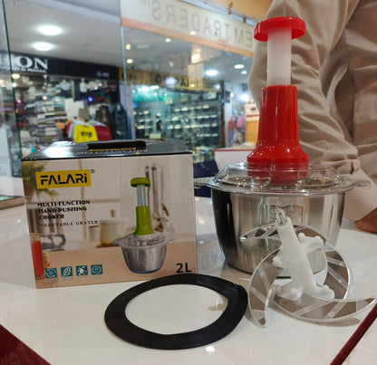 2.0L Premium Push Chopper – 4 Blades Stainless Steel Meat & Vegetable Cutter