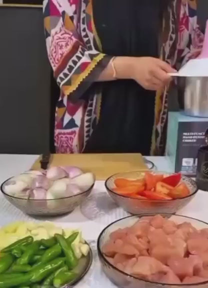 2.0L Premium Push Chopper – 4 Blades Stainless Steel Meat & Vegetable Cutter