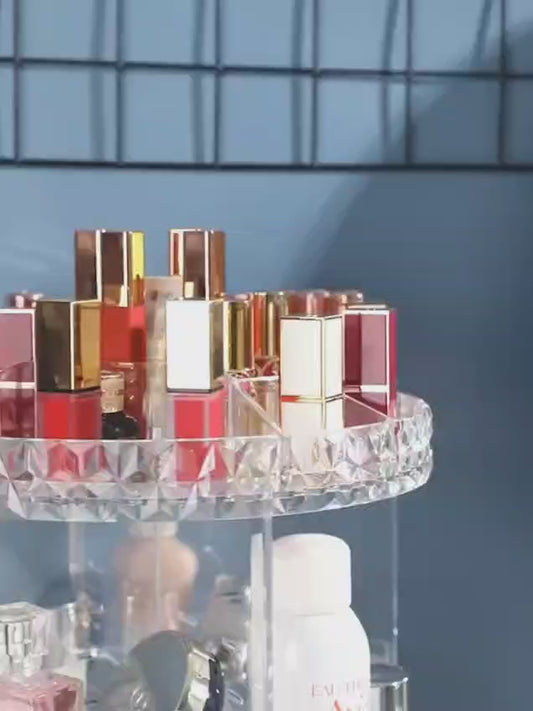360° Rotating Diamond Cut Cosmetic Organizer – Makeup Storage Holder