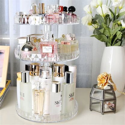 360° Rotating Diamond Cut Cosmetic Organizer – Makeup Storage Holder