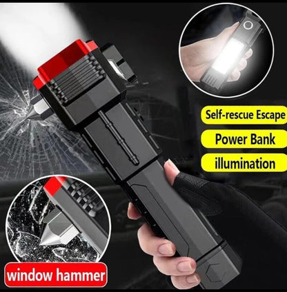 Portable LED Flashlight | Car Safety & Emergency Hammer Tool